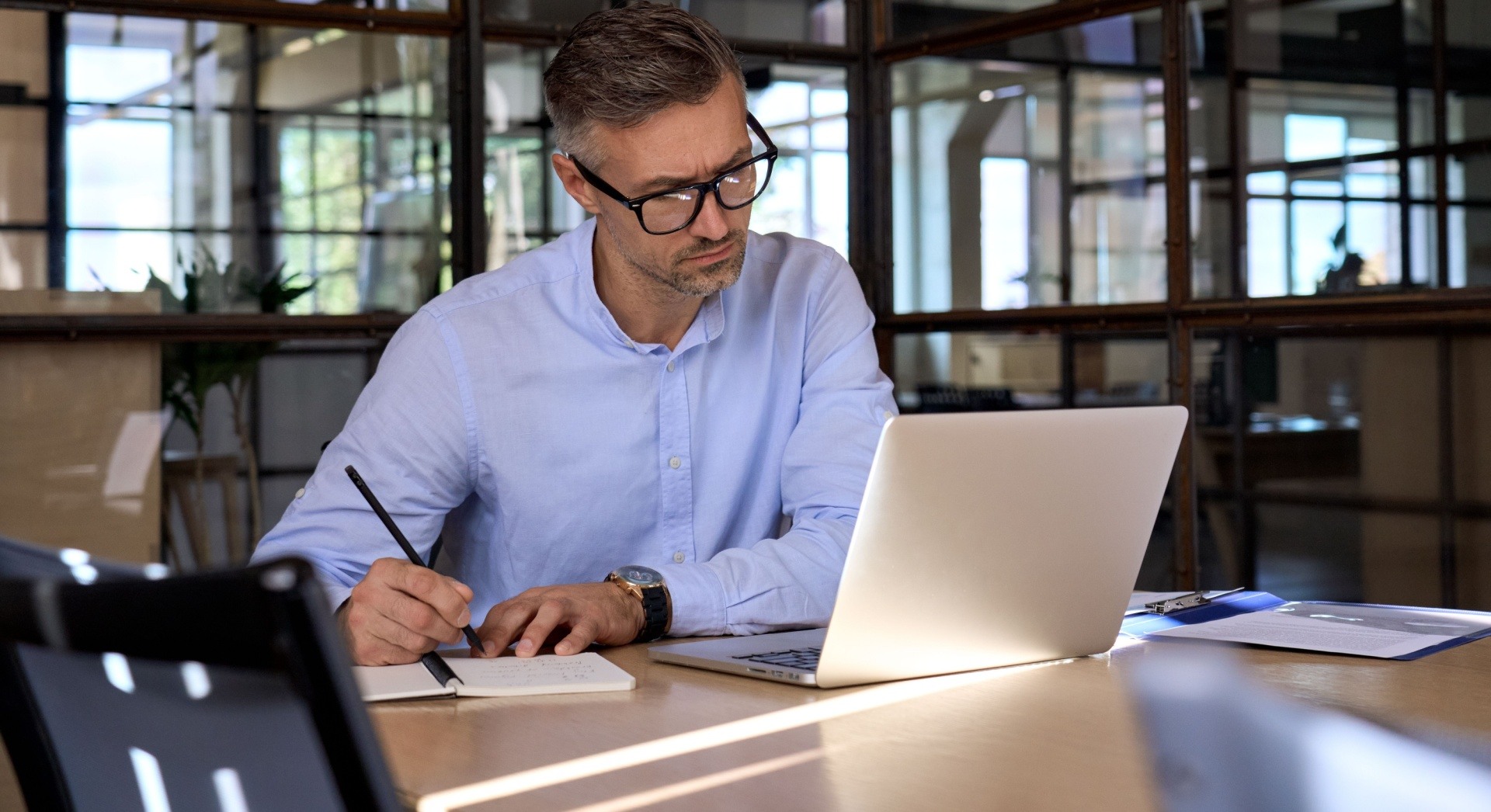 Man creating a presentation