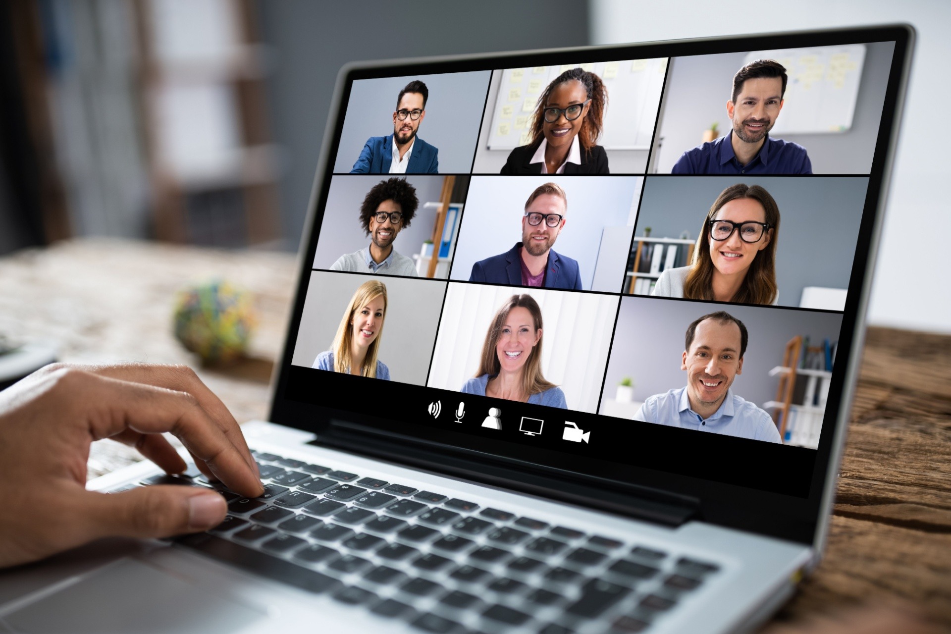 Man doing a meeting remotely. 