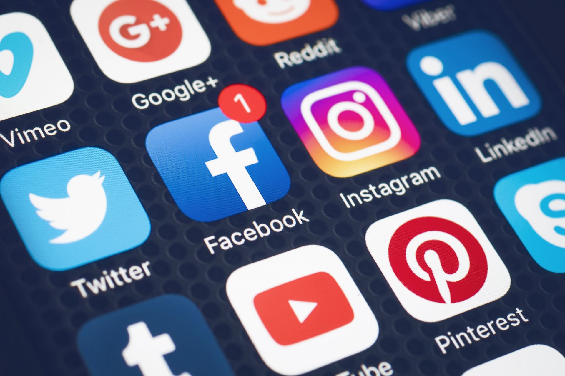 An array of social media app icons