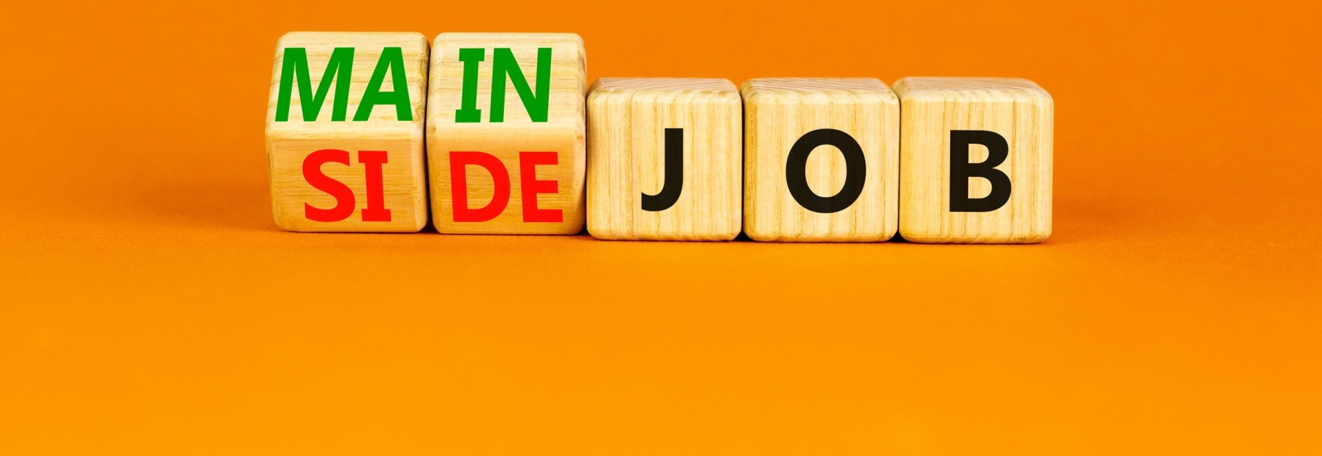 Main job/ side job graphic with wooden blocks